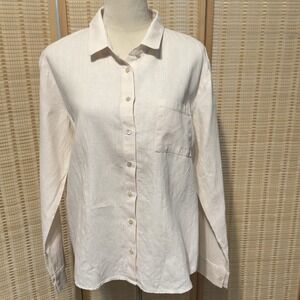 Reformation Light Pink Linen Long Sleeve Casual Button-Up Womens Shirt Sz M Top